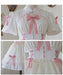 【7日内出荷】ロリータワンピース ホワイト 白 レディース lolita リボン ロリータ 袖付き 膝丈 小柄 可愛い 着瘦せ 仮装 コスプレ コスチューム 小柄 可愛い 学生 女の子 ゴスロリ  仮装 パーティ イベント ロリィタファッション フリル