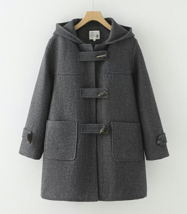 【7日内出荷】ダッフルコート 中綿 スクールコート レディースフード付き 秋冬 アウター ジャケット ミドル丈 韓国 トラッド 暖かい 防寒 厚手 長袖 きれいめ カジュアル ゆったり 体型カバー 通勤 通学 学生 20代 30代 40代 ベージュ ネイビー グレー