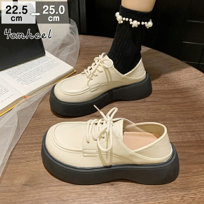 【7日内出荷】【 4cmヒール】オックスフォードシューズ レディース 厚底 ミュール かかとが踏める バブーシュ 合皮 スリッポン ローファー Uチップ プラットフォーム 歩きやすい 疲れにくい 美脚 身長アップ 学生 OL 通勤 通学 黒 白 オールシーズン