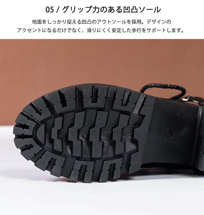 【7.5CMヒール】ブーツ レディース ショートブーツ レースアップブーツ 編み上げブーツ サイドジップ ベルト 厚底 秋ブーツ 歩きやすい 痛くない 太ヒール チャンキーヒール 防寒 通勤 通学 学生 カジュアル 大きいサイズ 秋冬 黒 ブラック