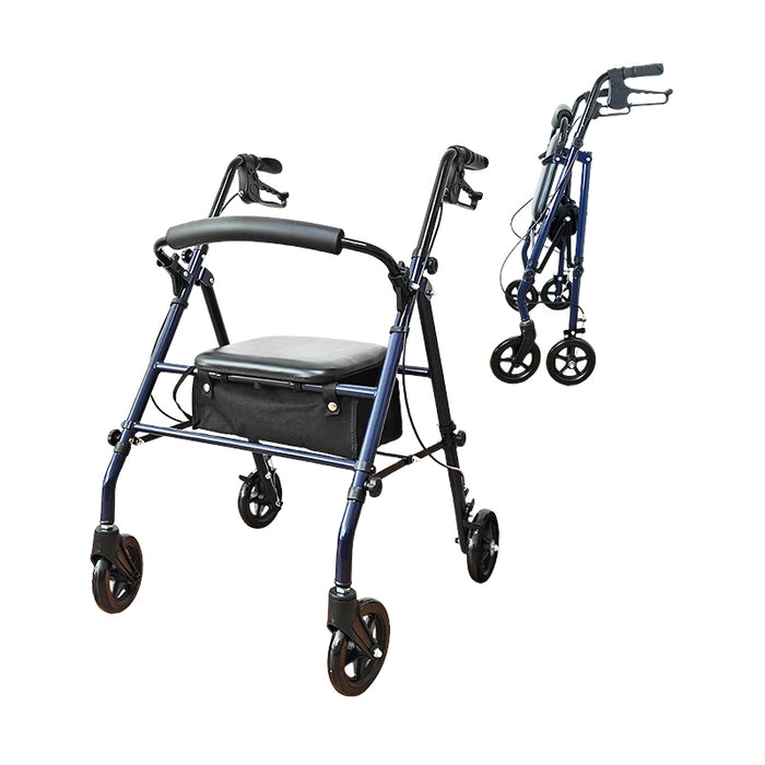 RAKU シルバーカー 歩行補助車 シルバーカート 軽量 座れる 高さ調節可 折りたたみ コンパクト 駐車ブレーキ付き 背もたれ 買い物カゴ付き 高齢者用 ショッピングカー 年寄りカート 歩行器 歩行車 歩行補助 高齢者歩行器 シニアカート