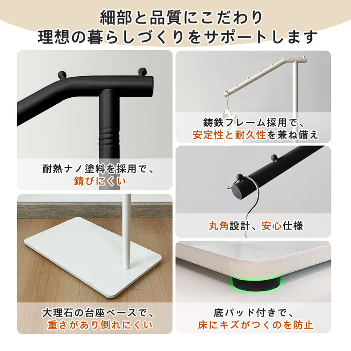 RAKU ポールハンガー コートハンガー ハンガーラック 高さ173cm スリム コート掛け 自立 傾斜タイプ 高さ調整 洋服掛け 帽子掛け 玄関収納 コンパクト 隙間収納