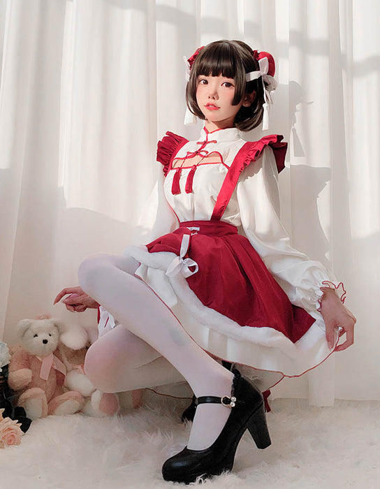 【7日内出荷】【3点セット】コスチューム 衣装 コスプレ ロリータ 服 ワンピース メイド 女性 コスプレ衣装 大人 チャイナ服 ロリィタ ロリータコスプレ ゴスロリ チャイナ ロリ 中華 仮装 チャイナドレス ドレス レディース 可愛いコスプレ 余興 ハロウィン