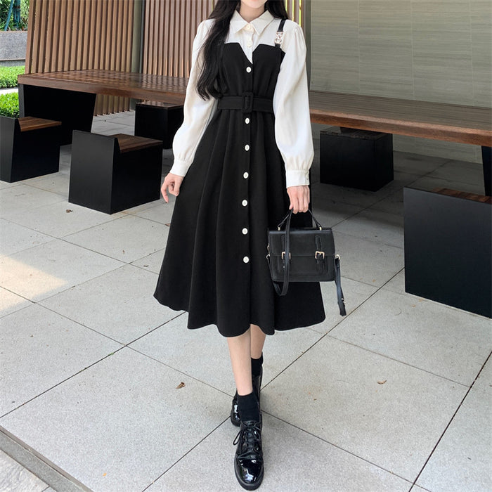 【7日内出荷】ワンピ シャツ お洒落 ワンピース シャツワンピ シャツワンピース レディース ロング ロングワンピ ロングワンピース アウター 着痩せ Aライン マキシ 長袖 ライトアウター 前開き ロングシャツ 羽織 切り替え きれいめ 体型カバー 秋 冬