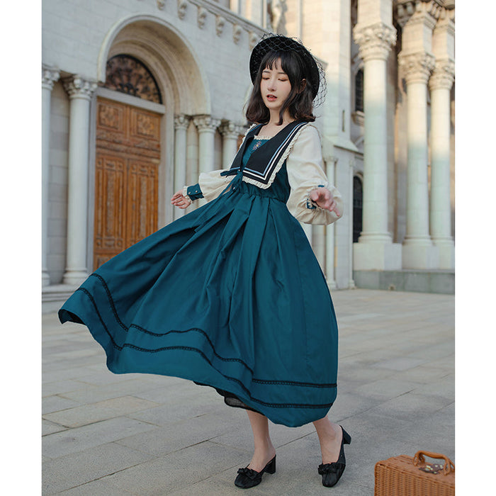 【7日内出荷】ロリータ服 ロリータファッションドレスワンピース 春夏 春秋 フレア ロング 長袖 ワンピース 制服 ドレス ロング スカート 大正ロマン ロリータ ゴシック ロリ 衣装 撮影 姫