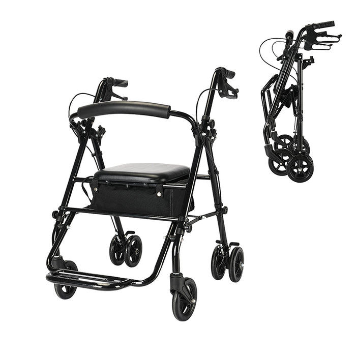 RAKU シルバーカー 歩行補助車 シルバーカート 軽量 座れる 高さ調節可 折りたたみ コンパクト 駐車ブレーキ付き 背もたれ 買い物カゴ付き 高齢者用 ショッピングカー 年寄りカート 歩行器 歩行車 歩行補助 高齢者歩行器 シニアカート