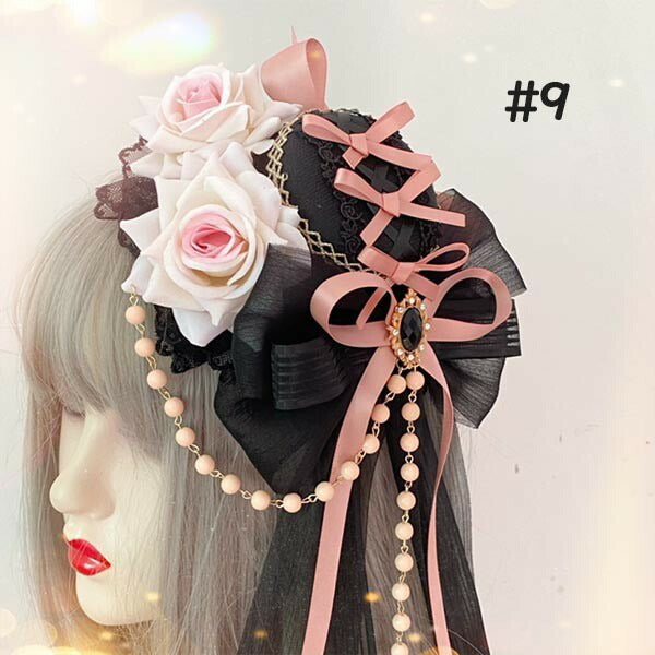 【7日内出荷】ヘッドドレス ハット ロリィタ 礼装帽子 ミニハット トーク帽 カクテルハット エレガント ピアノ 発表会 演奏会 文化祭 学園祭 コスプレ小道具 仮装 コスチューム アクセサリー イベント ブラック 黒