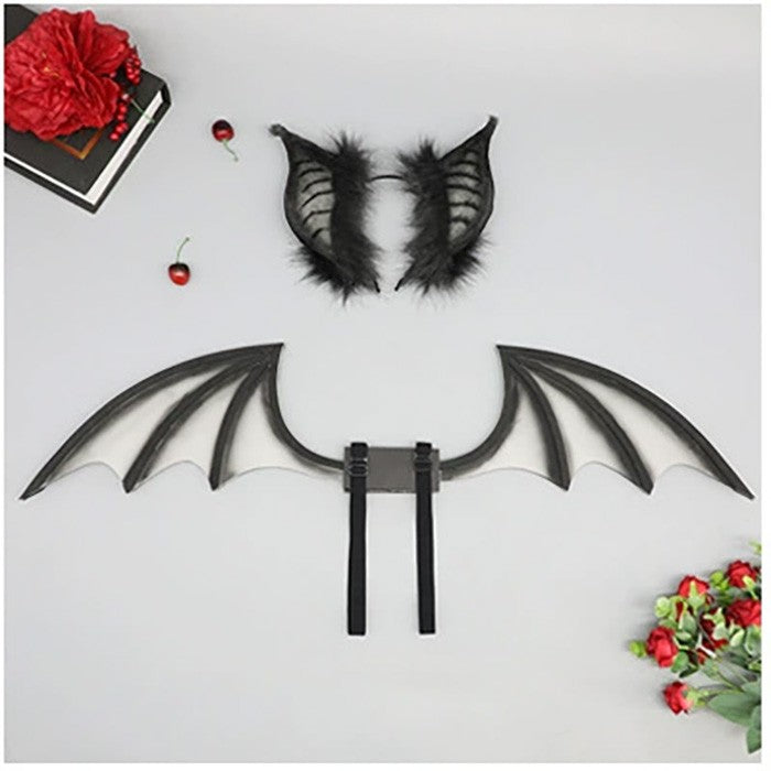 【7日内出荷】【2点セット】 カチューシャ 翼 ハロウィン 仮装 悪魔 ヴィラン デビル レッド パープル ブラック コスプレ用 しっぽ 尾 ヘアアクセサリー 耳飾り かわいい セクシー 可愛いコスプレ 小物 撮影 グッズ レディース 大人 女性 ハロウィン コスチューム