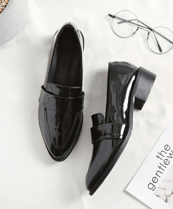 【7日内出荷】【4cmヒール】ローファー パンプス プレーン レディース 歩きやすい 疲れない 走れる 厚底 4cmヒール PU ポインテッドトゥ チャンキーヒール 美脚 靴 黒 柔らかい エナメル スムース きれいめ オフィス 通勤 立ち仕事 入学式 卒業式 ママコーデ おしゃれ