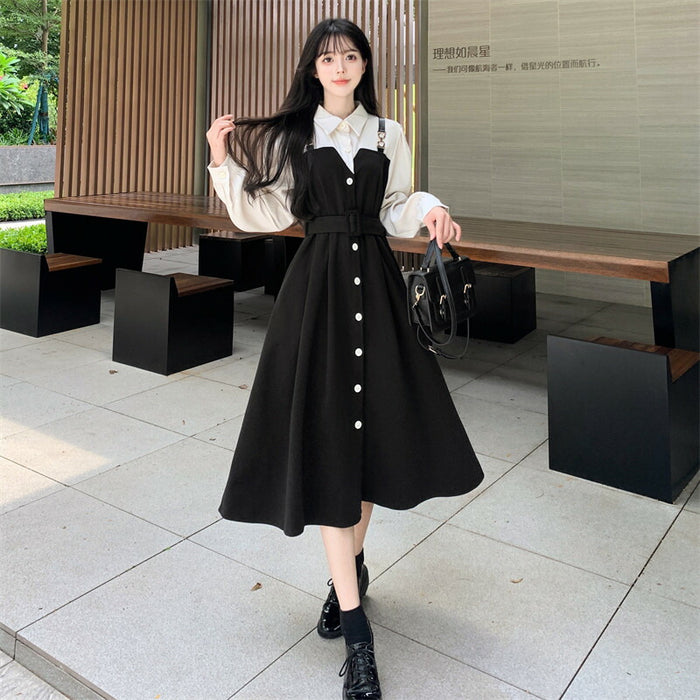 【7日内出荷】ワンピ シャツ お洒落 ワンピース シャツワンピ シャツワンピース レディース ロング ロングワンピ ロングワンピース アウター 着痩せ Aライン マキシ 長袖 ライトアウター 前開き ロングシャツ 羽織 切り替え きれいめ 体型カバー 秋 冬