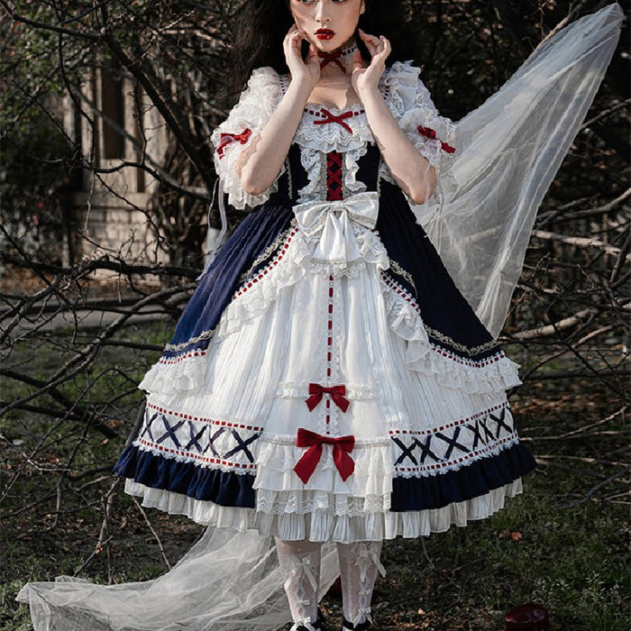 【7日内出荷】プリンセス風 ロリータワンピース ワンピース ワンピ lolita 花嫁 レース フリル 日常 甘ロリ 可愛い 原宿 ガーリー 春夏秋