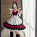 【5点セット】メイド服 赤 メイド 服 送料無料 コスプレ ハロウイーン ネコ クラシック メイドカフェ 制服 ユニフォーム 萌え系 撮影会 本格的 可愛い コスチューム 衣装 仮装 かわいい お茶会アイドル おしゃれ セット ウェイトレス クラシカル アニメ ゴスロリ ロリータ S-5XL
