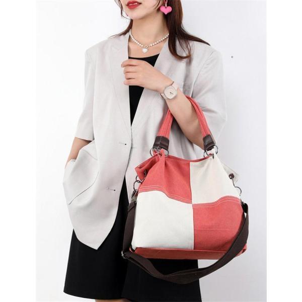 【7日内出荷】キャンバス ショルダーバッグ レディース 2way 大容量 通勤 通学 シンプル 軽量 防水加工 斜めがけ 大きめ A4対応