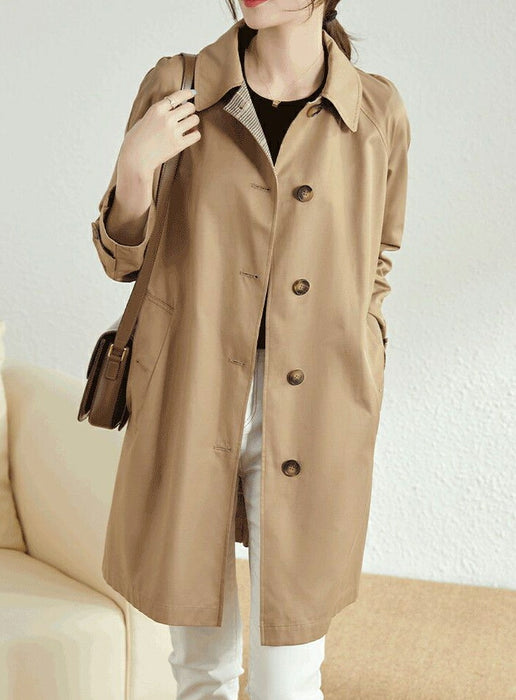 【M-5XL】トレンチコート レディース 大きいサイズ ステンカラーコート アウター ロングコート 膝丈 スプリングコート カジュアル 通勤 きれいめ おしゃれ 上品 チェック ゆったり 軽 体型カバー 入学式 入園式 卒業式 オフィス 春 秋 冬 ベージュ 紺