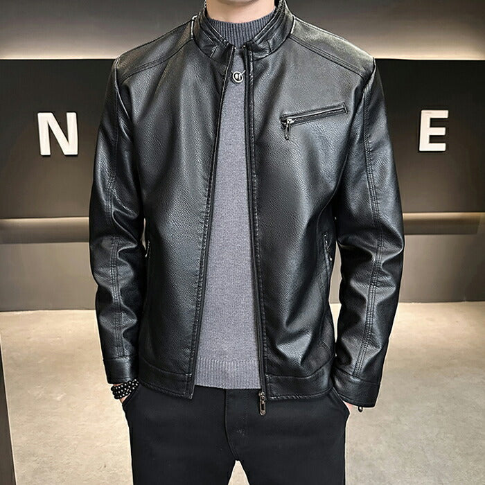 ライダース メンズ シングル バイクジャケット レザージャケット ライダースジャケット 革ジャン 革ジャケット 皮ジャン ジャンパー カジュアル 防寒 防風 秋冬 PUレザー 男性 男 服 通勤 普段着 大きいサイズ ブラック キャメル カーキ