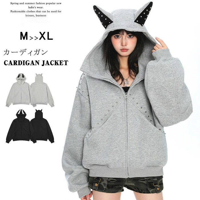 【7日内出荷】パーカー レディース オーバーサイズ 長袖パーカー うさ耳パーカー ウサギ耳 ウサ耳 原宿ファッション 個性派 デザイン ユニセックス オーバーサイズ