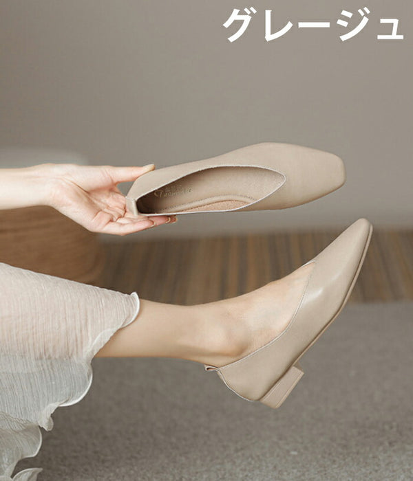 【7日内出荷】【5cmヒール】プレーン パンプス レディース 柔らかい ぺたんこ フラットシューズ Vカット スクエアトゥ  痛くない 脱げない 美脚 走れる お呼ばれ 二次会 パーティー 通勤 オフィス 立ち仕事 旅行 春 夏 秋 冬 小さいサイズ 大きいサイズ