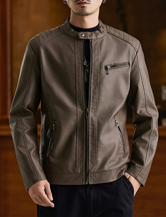 ライダース ジャケット メンズ PU レザージャケット バイクジャケット 裏起毛 フェイクレザー ブルゾン ライトアウター  防寒 保温 秋冬 ツーリング きれいめ カジュアル シンプル おしゃれ 大人 大きいサイズ ブラック グリーン ブラウン