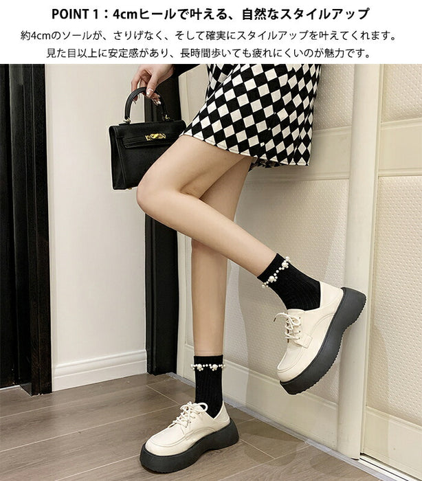【7日内出荷】【 4cmヒール】オックスフォードシューズ レディース 厚底 ミュール かかとが踏める バブーシュ 合皮 スリッポン ローファー Uチップ プラットフォーム 歩きやすい 疲れにくい 美脚 身長アップ 学生 OL 通勤 通学 黒 白 オールシーズン