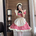 【7日内出荷】4点セット　チェックメイド服 ミニ丈 メイド喫茶 メイドコスチューム ジャパニーズメイド ミニスカ ハロウィン 衣装 仮装 パーティ コスプレ フルセット 可愛い 萌え