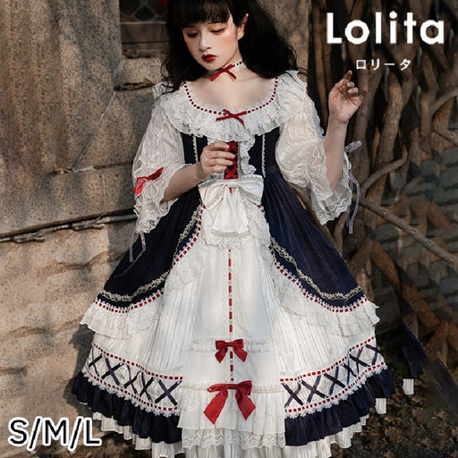 【7日内出荷】プリンセス風 ロリータワンピース ワンピース ワンピ lolita 花嫁 レース フリル 日常 甘ロリ 可愛い 原宿 ガーリー 春夏秋
