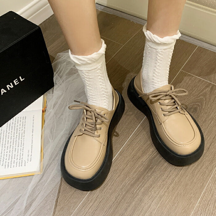 【7日内出荷】【 4cmヒール】オックスフォードシューズ レディース 厚底 ミュール かかとが踏める バブーシュ 合皮 スリッポン ローファー Uチップ プラットフォーム 歩きやすい 疲れにくい 美脚 身長アップ 学生 OL 通勤 通学 黒 白 オールシーズン