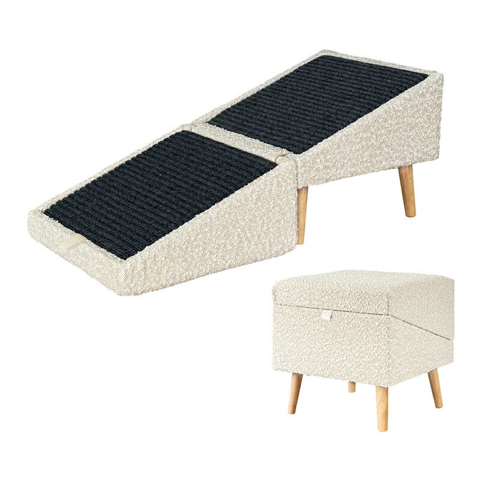 RAKU ドッグスロープ スロープ/オットマン1秒切替可能 広め幅40cm 防滑 ドッグステップ 段差レス 足腰にやさしい ソファ用 ベッド用 クッション 小型犬 老犬対応 ペット 折り畳む