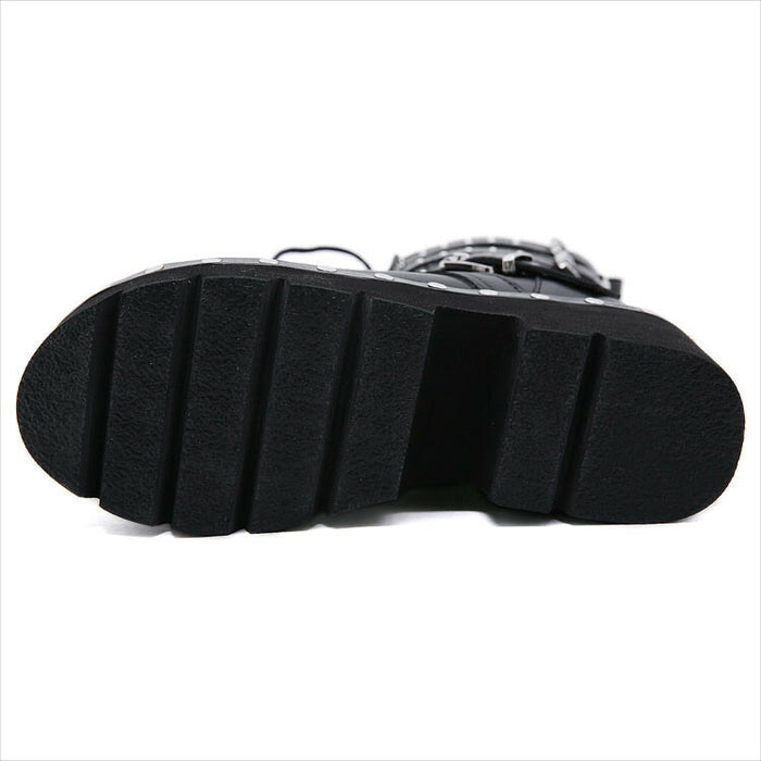 【7日内出荷】ショートブーツ パンク風 厚底 レースアップブーツ レディース ヒール8cm ブーツ スタッズ ダンスシューズ カジュアル 靴 編み上げブーツ 日常 通勤 おしゃれ 痛くない 履きやすい 柔らかい ゆったり きれいめ 人気 クール 美脚 春夏秋冬 韓国 仕事 PU 合皮 原宿系 細見え 黒