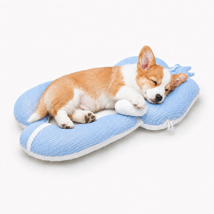 RAKU 犬 あごのせ枕 猫 ペット介護クッション 2WAY クラウンデザイン 上下分離式 体圧分散 床ずれ対策 高さ調節 リバーシブル テンセルメッシュ×ボア素材 通気性 シニア犬 シニア猫 老犬介護 高齢犬 ペット枕