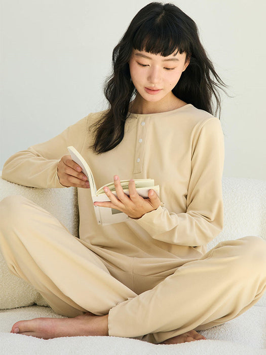 【7日内出荷】【2点セット 】ルームウェア レディース 長袖 可愛い パジャマ ゆったり セットアップ 寝巻き 部屋着 秋 冬 春 夏 シンプル 女性 中学生 高校生 韓国 カジュアル クルーネック トップス 長ズボン ナイトウェア 大きいサイズ おしゃれ 大人 入院 旅行 修学旅行 新生活 プレゼント ギフト M L