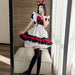【5点セット】メイド服 赤 メイド 服 送料無料 コスプレ ハロウイーン ネコ クラシック メイドカフェ 制服 ユニフォーム 萌え系 撮影会 本格的 可愛い コスチューム 衣装 仮装 かわいい お茶会アイドル おしゃれ セット ウェイトレス クラシカル アニメ ゴスロリ ロリータ S-5XL