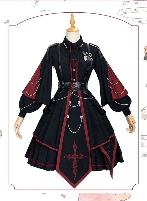 【7日内出荷】5点セット Lolita系 ロリータ 軍服 ワンピース ゴスロリ セーラー服 ロリ 制服 学生服 萌え萌え 少女ウェア レディース 二次元ドレス 学園祭 文化祭 イベント 可愛い