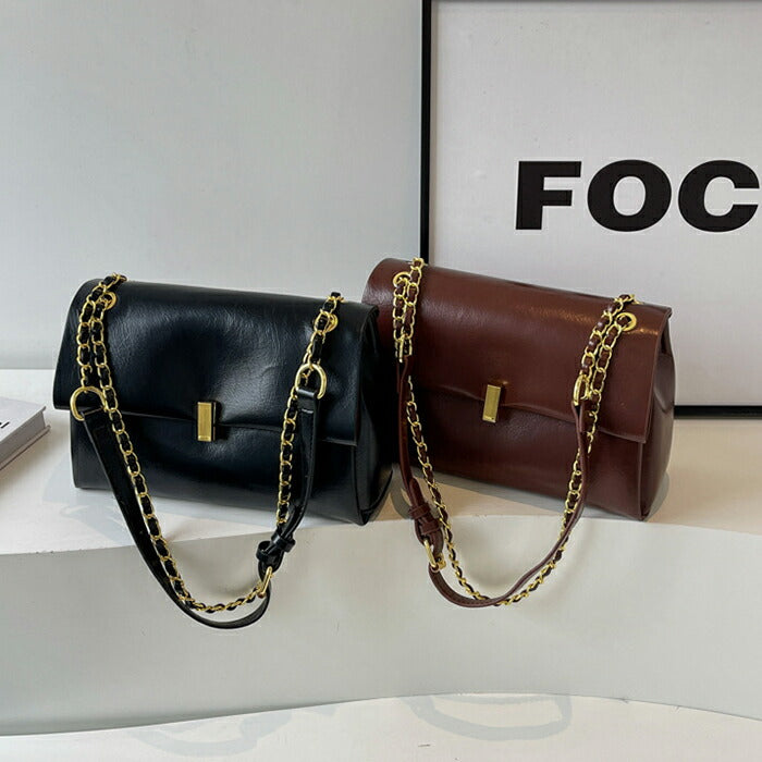 【2WAY】ショルダーバッグ チェーンバッグ レディース 斜めがけ 肩掛け 手提げ 大容量 ボストンバッグ PUバッグ コンパクト 柔らか ハンドバッグ 高校 通勤バッグ お仕事バッグ 通学カバン 女子 大人可愛い きれいめ プレゼント