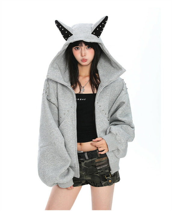 【7日内出荷】パーカー レディース オーバーサイズ 長袖パーカー うさ耳パーカー ウサギ耳 ウサ耳 原宿ファッション 個性派 デザイン ユニセックス オーバーサイズ