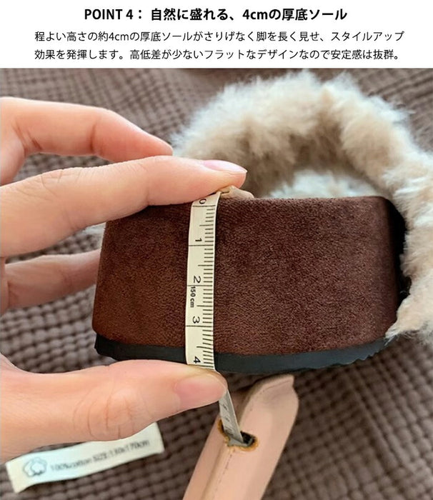 【7日内出荷】【4cmヒール】サンダル 厚底 ファーサンダル レディース ボアサンダル 冬用 4cmヒール もこもこ 歩きやすい 暖かい 冬用サンダル 痛くない 疲れにくい 美脚 ダブルベルト レザー調 合皮 おしゃれ ルームシューズ 室内履き 20代 30代 靴 防寒 黒 茶 白