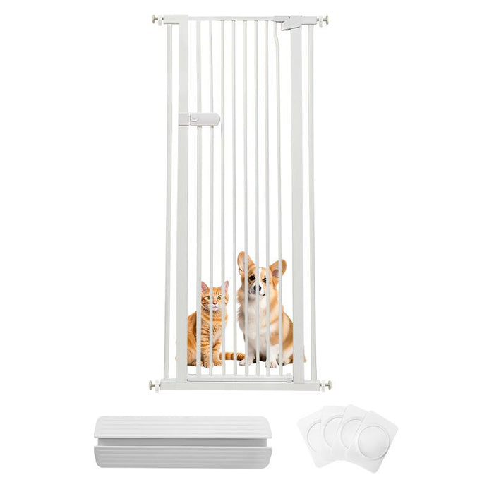 RAKU ペットゲート 安全ゲート 155cm ペットフェンス 突っ張り式 全柵間隔3.5cm ドア付き 取付幅61.5-246cm選択可 猫脱走防止フェンス 猫飛び越え脱出防止