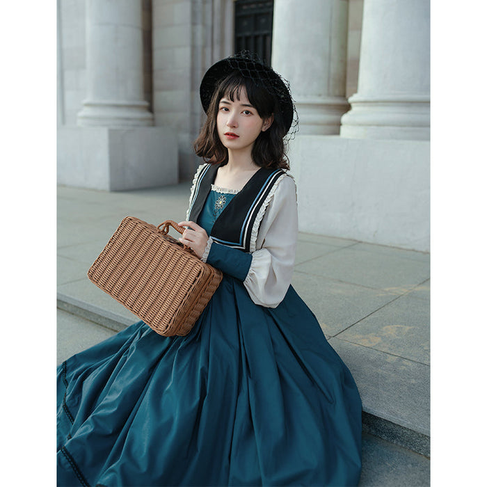 【7日内出荷】ロリータ服 ロリータファッションドレスワンピース 春夏 春秋 フレア ロング 長袖 ワンピース 制服 ドレス ロング スカート 大正ロマン ロリータ ゴシック ロリ 衣装 撮影 姫