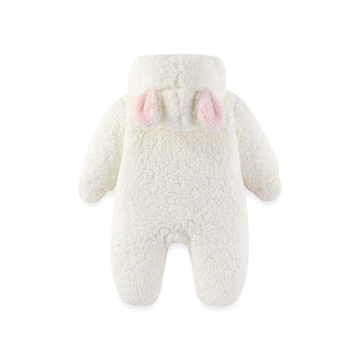 【7日内出荷】ベビー ジャンプスーツ 着ぐるみ もこもこ　カバーオール 新生児 赤ちゃん キッズ ベビー服 ロンパース 冬 退院着 プレゼント アウター くま うさぎ 出産祝い ギフト  男の子 女の子 防寒 着ぐるみ  防寒 寝袋  あったか 厚手