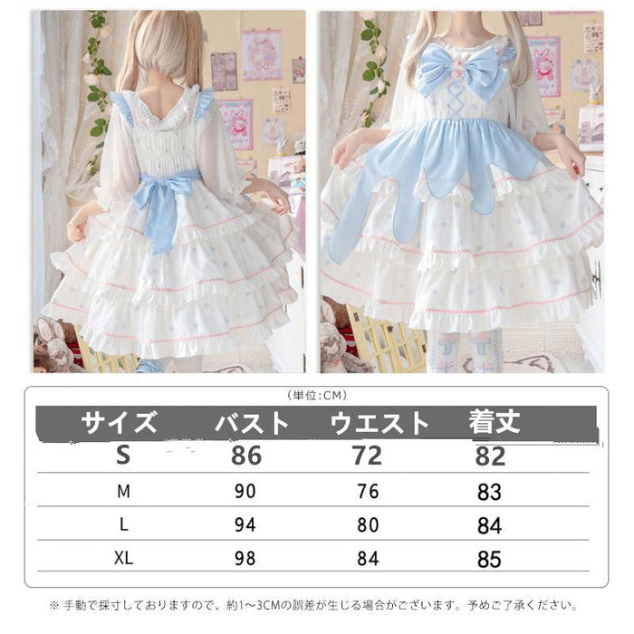 【7日内出荷】白桃のムース元素 ロリータキャミワンピース ロリータ衣装 ロリータドレス lolita キャミワンピース 袖なし 甘ロリ jsk リボン 原宿 ガーリー 可愛い 春 夏