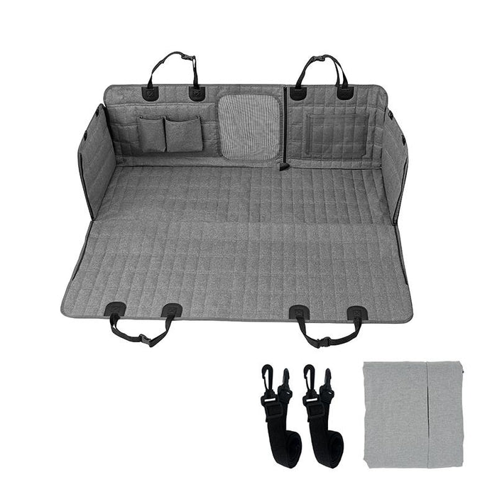 RAKU 車ペットシート ペット用防水ドライブシート 600Dオックスフォード素材 メッシュ窓付き お手入れ簡単 後部座席カバー ポケット付き 約137x147cm