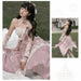 【7日内出荷】3点セット ロリータワンピース キャミワンピース ロリータ衣装 lolita jsk 全3色 不規則裾 付け袖付き 甘ロリ レース 原宿 可愛い ガーリー 春秋 S/M/L