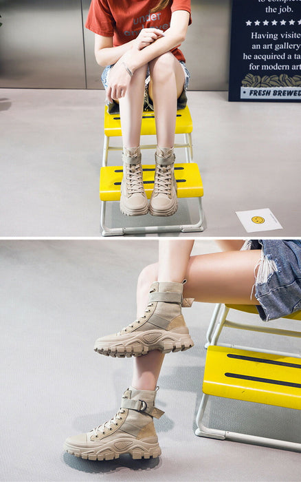 【7日内出荷】【4.5cmヒール】ショートブーツ レディース エンジニアブーツ レースアップ ブーツ 安定感 厚底  靴 カジュアル スポーツシューズ 韓国 原宿系 高校生 中学生 学生 通学 通勤 美脚 歩きやすい 疲れない 痛くない 大きいサイズ 22.5cm 23 23.5 24 24.5 25cm 裏起毛 秋 冬 黒 灰 ベージュ