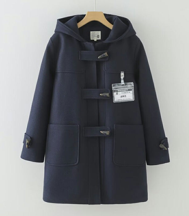 【7日内出荷】ダッフルコート 中綿 スクールコート レディースフード付き 秋冬 アウター ジャケット ミドル丈 韓国 トラッド 暖かい 防寒 厚手 長袖 きれいめ カジュアル ゆったり 体型カバー 通勤 通学 学生 20代 30代 40代 ベージュ ネイビー グレー