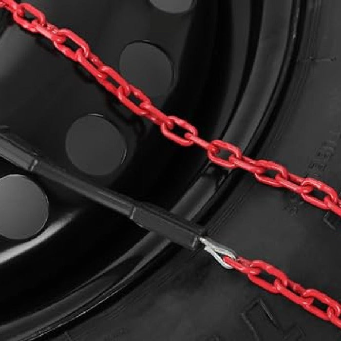 RAKU タイヤチェーン 2個セット 日本語取説付き 取付ビデオあり 金属亀甲チェーン ジャッキアップ不要 女性でも只40秒簡単装着 装着ビデオあり 高性能金属製