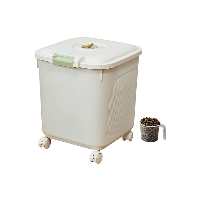 RAKU フードストッカー ドライフードストッカー 大容量 15kg 25kg 30kg 湿気防止 長期保存 食品を新鮮状態に保ち 計量カップ付き カスタマイズ時計 ライスストッカー お米入れ お米ケース 貯蔵タンク キャスター 軽量 丈夫 犬 猫 ペット