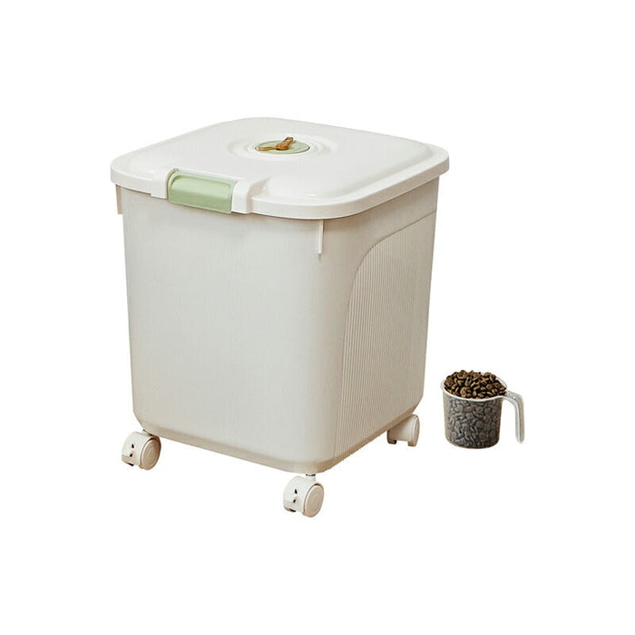 RAKU フードストッカー ドライフードストッカー 大容量 15kg 25kg 30kg 湿気防止 長期保存 食品を新鮮状態に保ち 計量カップ付き カスタマイズ時計 ライスストッカー お米入れ お米ケース 貯蔵タンク キャスター 軽量 丈夫 犬 猫 ペット