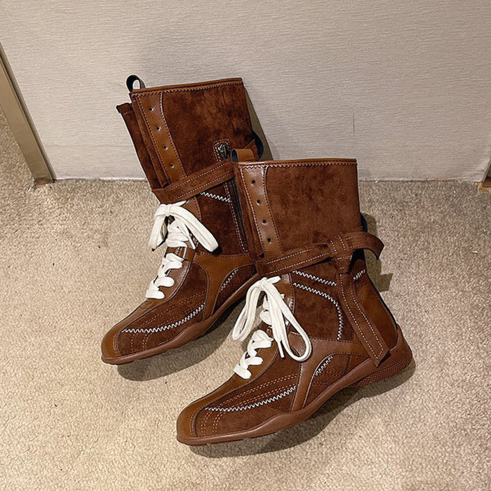 【7日内出荷】ショートブーツ レディース レースアップ 高校生 中学生 PU ブーツ エンジニアブーツ 安定感 太ヒール 厚底 ラウンドトゥ 黒 ブラック ブラウン 仕事 原宿系 韓国 通勤 学生 通学 美脚 歩きやすい 疲れない 痛くない シンプル おしゃれ 大きいサイズ 22.5cm-25.5cm 春夏秋冬