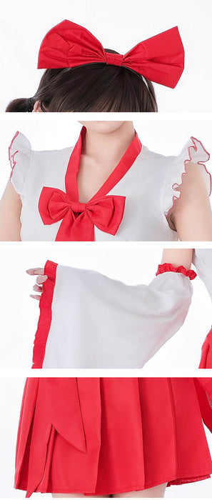 【7日内出荷】【5点セット】赤スカート 巫女 リボン コスプレ 衣装 巫女コスプレ 和服 着物 花魁 メイド服 ハロウィン衣装 ハロウィンコスプレ ハロウィン仮装 仮装 衣装 セクシー レディース 大人 女性用 こすぷれ コス 振袖 白 赤 可愛い
