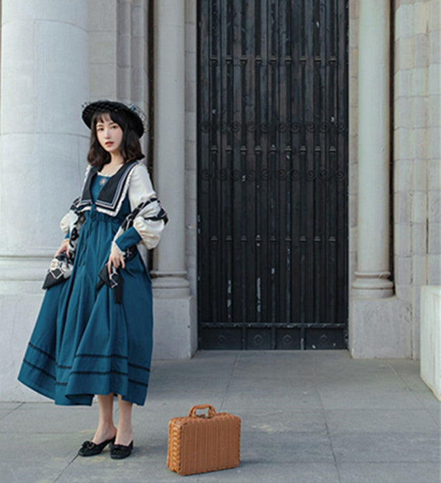 【7日内出荷】ロリータ服 ロリータファッションドレスワンピース 春夏 春秋 フレア ロング 長袖 ワンピース 制服 ドレス ロング スカート 大正ロマン ロリータ ゴシック ロリ 衣装 撮影 姫