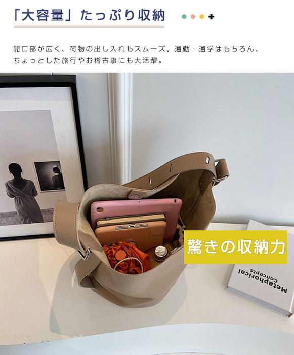 【7日内出荷】【2WAY】ショルダーバッグ レディース バケツ型  内袋 巾着インナーバッグ付き 大容量 斜めがけ 肩掛け 大きめ  PUレザー ママバッグ ワンショルダー 高見え お出かけ デート かわいい 通勤 通学 母の日 クリスマス プレゼント ギフト